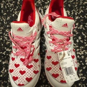 Adidas White and Red Patterned Sneakers